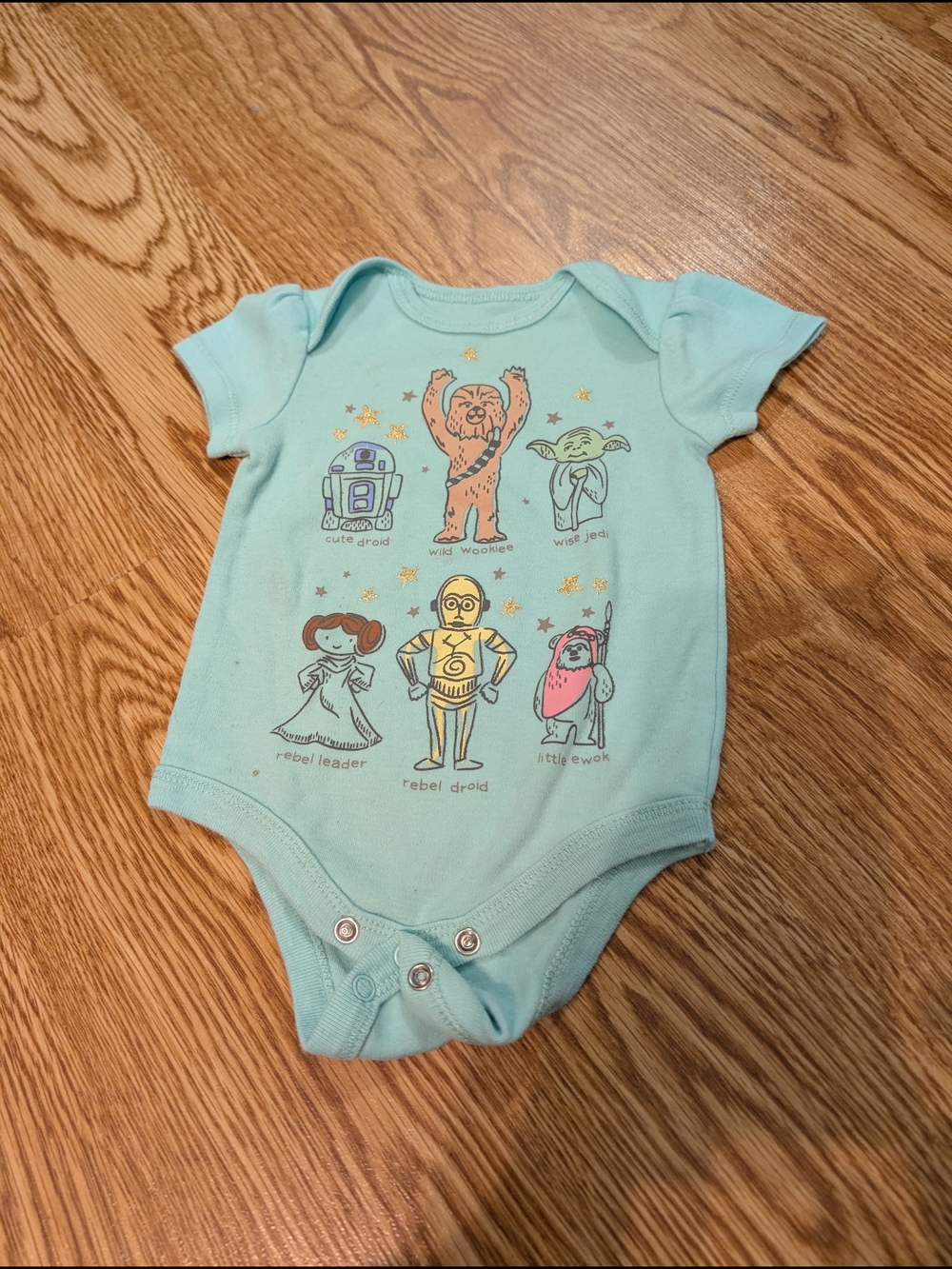 NWOT Star Wars Mint Baby One-Piece with Character Graphics 3-6 Month